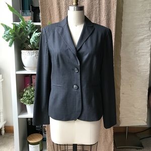 Jones New York Charcoal Grey 2 Button Notch Lapel Blazer Jacket (Fully Lined)